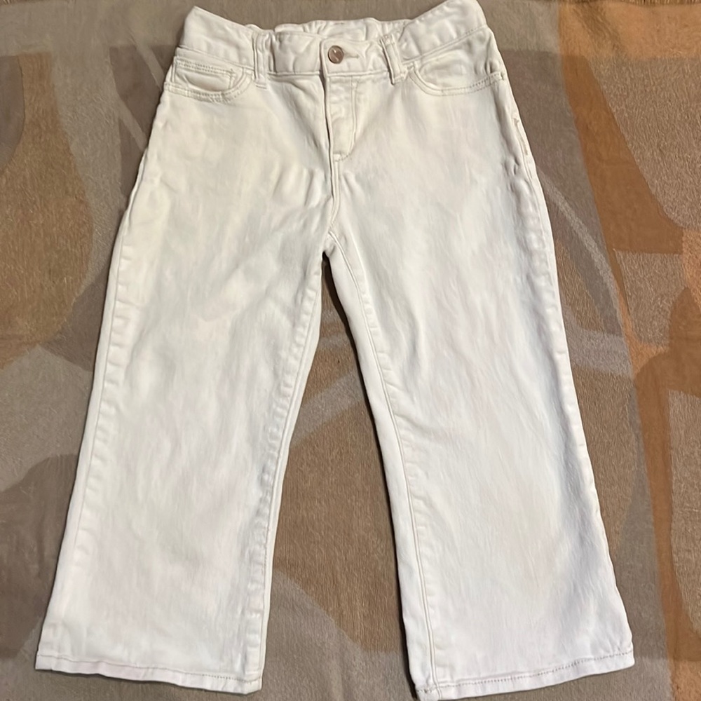 White Crop 5 pocket Jeans